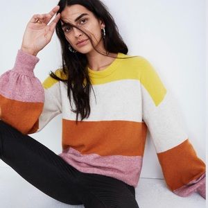 Madewell Striped Gladwell Balloon Sleeved Sweater